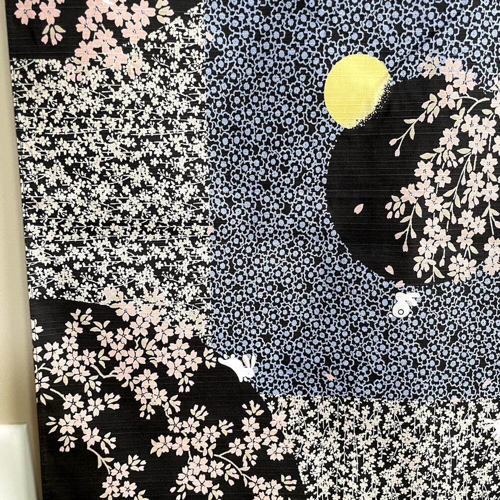 Japanese print fabric wall hanging blue black purple white night sky design - Picture 3 of 6